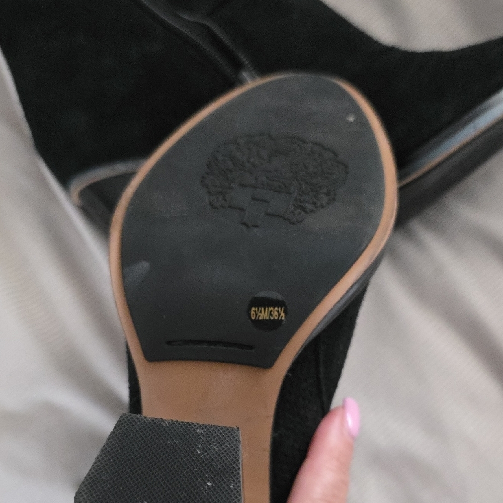 Vince Camuto Black Heeled Boots with Chunky Heel - Picture 3 of 4